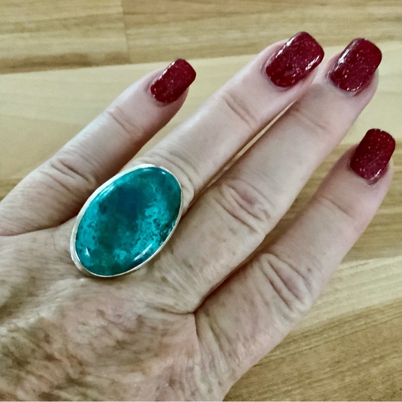 Jewelry - Chrysocolla Solid 925 Sterling Silver Ring 7